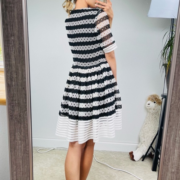 ALEXIS midi dress black white laced T-shirt dress bouffant prom formal casual - Picture 2 of 16